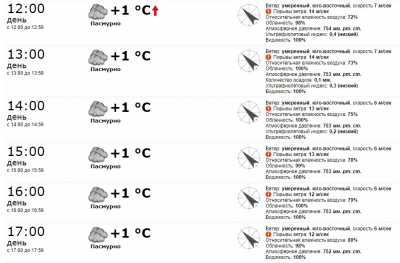 Почасовой прогноз погоды в Краматорске на 9 января 2022 года